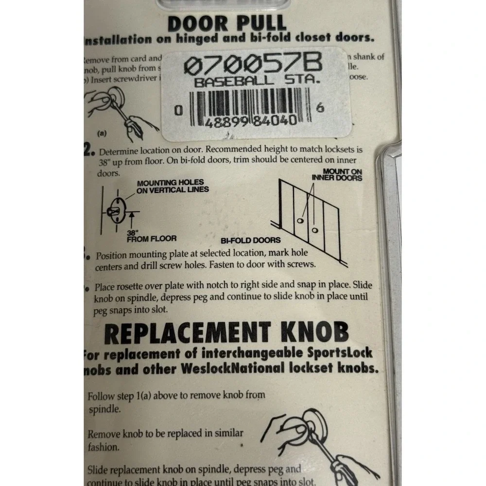 VTG, BASEBALL  Novelty Door Pull/ Hook. Westlock National Sports. Sealed